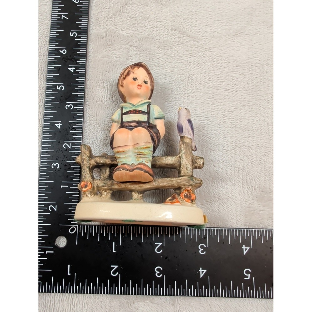 Vintage Ceramic Boy on Fence with Bird Figurine Wayside Harmony Style Decor - Picture 5 of 5